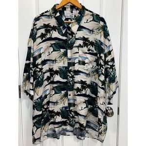 Monticello Mens 4XL Hawaiian Shirt Rayon Tropical Palm Trees Beach Vacation